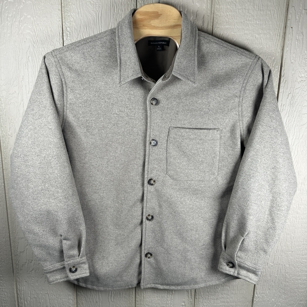 Banana Republic Heritage Shirt Jacket Taupe Shacket Mens XL Lined Quiet Luxury